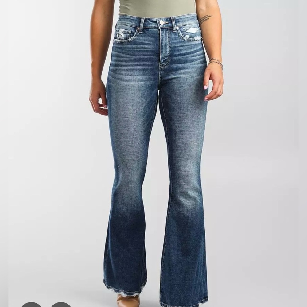 NWOT BKE Parker Jeans Plus Tall 32 x 35.5” Stretch high rise Super flare Decon